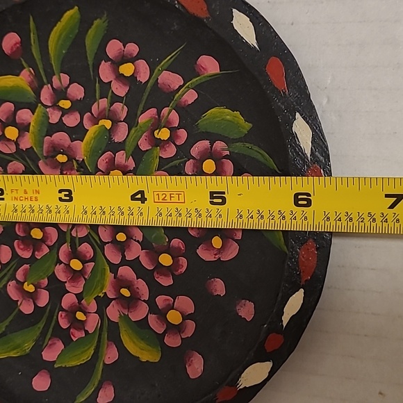 Vintage Mexican Hand Painted Floral Wooden Plate - Picture 14 of 16